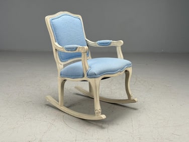 Paint Decorated Rocking Chair, Baby Blue Boucle