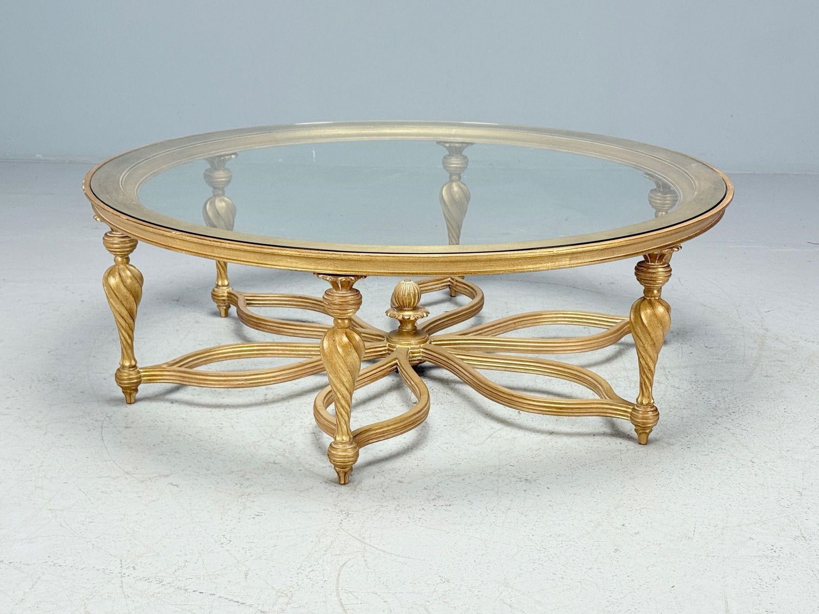 Metal Glass Top Coffee Table Hollywood Regency (1 of 9)