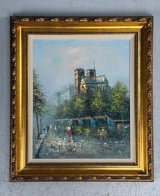 Painting of Notre Dame Street Scene
