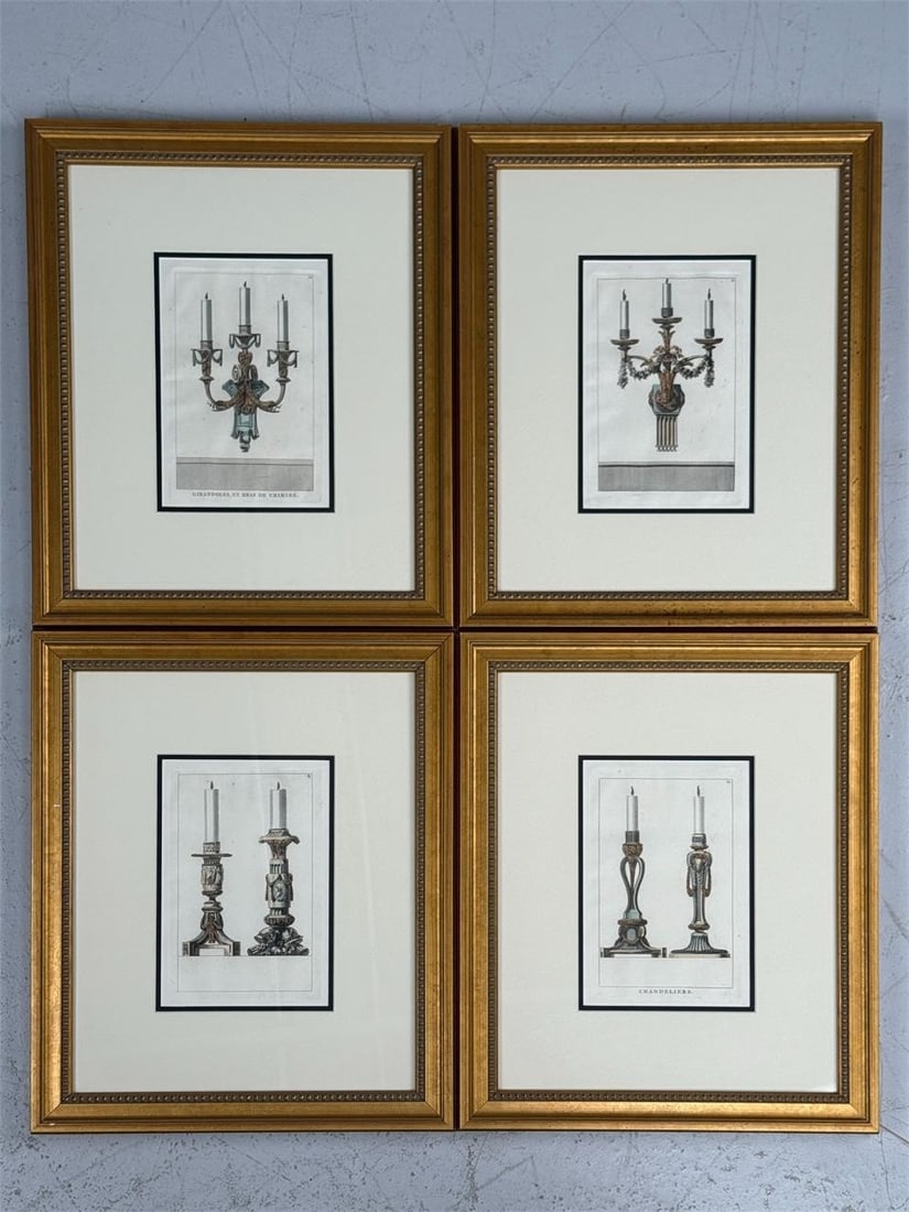 Set of 4 Candlestick and Sconce Prints (1 of 6)