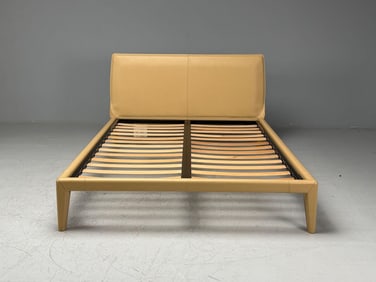 Saddle Stitched Cream Leather Bedframe