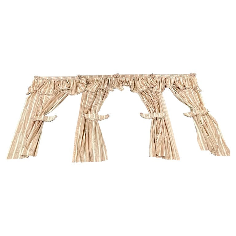Pink Pastel Stripe Curtains, Window Treatments, Valances, Scalamandre: A set of curtain or Drapery Window Treatments, Valances From the Brookville LI home of Dr. Shawn Garber 4 Curtain Panels 90" High x 66" Wide Pleated top, Comes with a Valance Width 176 in. Comes in 3