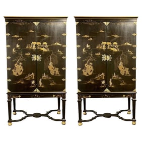 Pair of Monumental Griswold cabinets, Linen Press or Armoires by Dessin Fournir, Chinoiserie