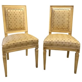 Set of Five Jansen Paint Decorated and Gilt, Chairs