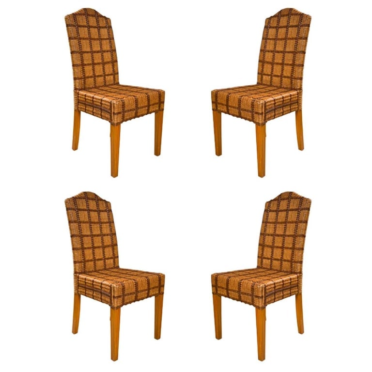 Set of Four Side Wicker Chairs by Palelek Tweed Decorated Seat And Back (1 of 6)