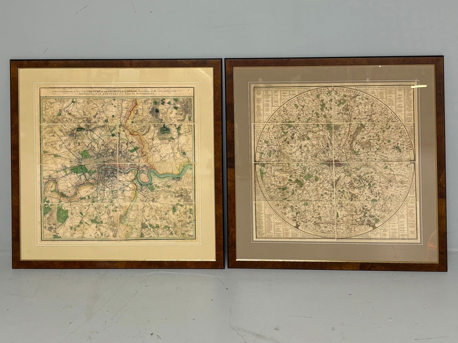 Pair of Maps of London, Fine Tortoise Ebony Framing (1 of 13)