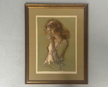 Print of Jacques Pecnard Pastel of a Woman
