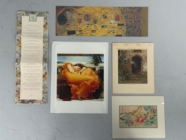 The Kiss by Klimt, "Flaming June" by Sir Frederic Leighton, and "Goldfish" by Ni Tian