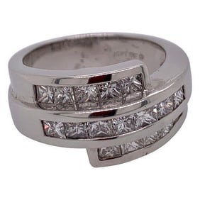 Platinum Ring With Three Tier Diamond Design