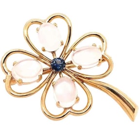 14 Karat Yellow Gold Four Leaf Clover Brooch 6.79g