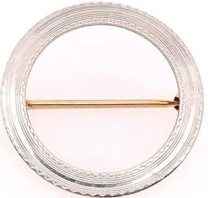 14K Two Tone Gold Circle Brooch 1.96g