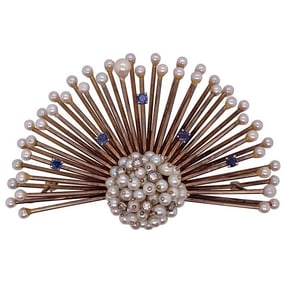 Art Deco Fan Brooch 14k 24.9g