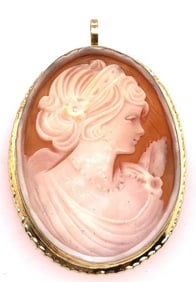 14K Gold Contemporary Cameo Pendant/Brooch 3.95g