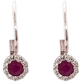 14Kt Gold Pink Topaz with Diamond Earrings
