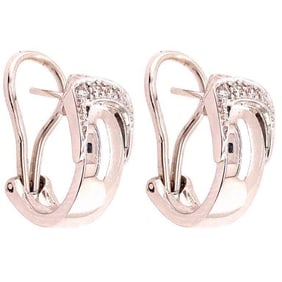 18Kt Gold French Earrings with 8 Diamonds