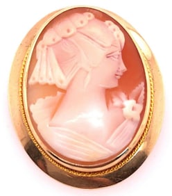 14 Karat Yellow Gold Cameo Pendant and Brooch 9.3g