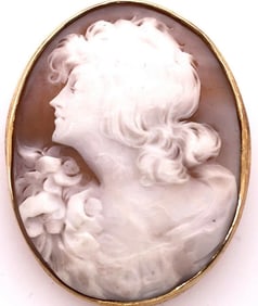 14 Karat Yellow Gold Cameo Pendant and Brooch 9.7g