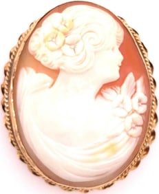14 kt Yellow Gold Cameo Pendant and Brooch 15.8g