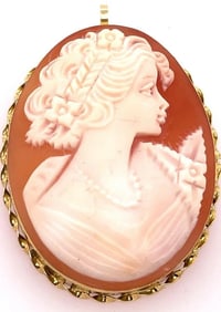 18 Karat Yellow Gold Cameo Pendant and Brooch 8.5g