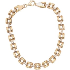 18 Karat Two-Tone Gold Fancy Link Bracelet 12g