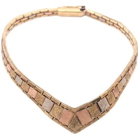 14 K Italian Tri Tone Gold Fancy Link Bracelet 11g