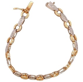 14 Karat Two-Tone Fancy Link Bracelet 15.6g