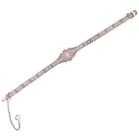 14K White Gold Diamond Solitaire Bracelet 6.4g