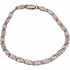 14 Karat White Gold Fancy Link Bracelet 9g