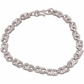 14 Karat White Gold Link Bracelet 8g