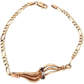 14K Yellow Gold Bracelet-Semi Precious Stones 5.6g