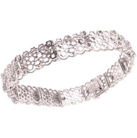 14KWhite Gold Bracelet with Round Diamonds 24g