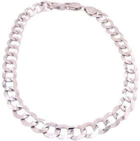 14 Karat White Gold Fancy Link Bracelet 12.1g