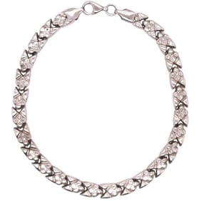 14 Karat White Gold Fancy Link Bracelet 6.6g