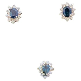 14K Gold Sapphire Diamond Ring and Earrings 5g
