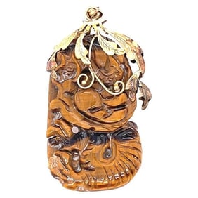 14K Yellow Gold Pendant Semi Precious Stone 15.3g