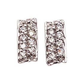 14 K White Gold Earrings with Round Diamonds 2g