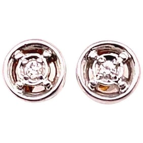 14K White Gold Round Diamond Post Earrings 1.58g