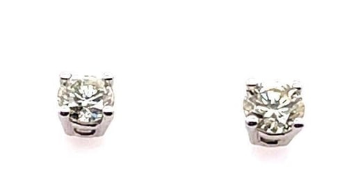 14K Gold and Round Diamond Stud Earrings 0.96g