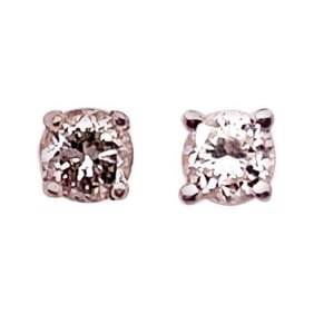 14K Gold and Round Diamond Stud Earrings 0.91g