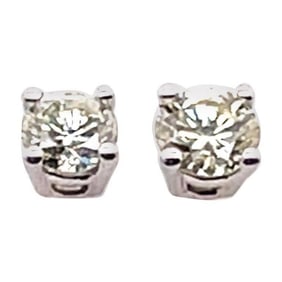 14K Gold and Round Diamond Stud Earrings 0.59g