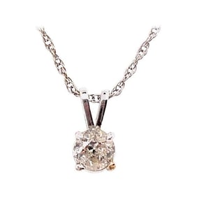 14K White Gold Necklace with Diamond Pendant 1.45g