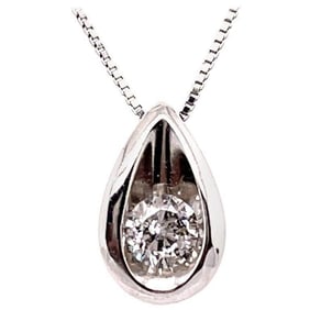14K White Gold 16 In Necklace Diamond Pendant 2g