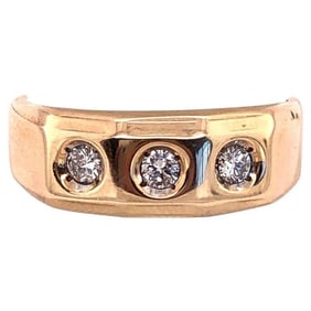 14k Yellow Gold Ring with 3 Diamonds, 6 Grams