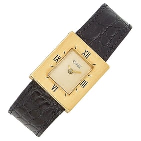 Van Cleef & Arpels Gold Wristwatch with Cartier Strap