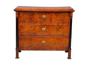 Biedermeier Three Drawer Chest, Ebony Decorated