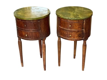 Pair of Round Antique Nightstands or Endtables