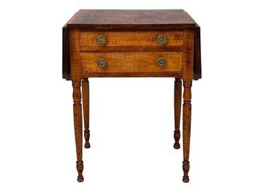 19th Cent American Sheraton Two Drawer Work Table