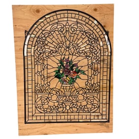 Stained Lead Glass Art Deco Style Window.