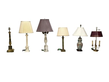 Six Table Lamps, Neoclassical, Chinese and Tole
