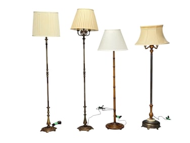 Four Brass and Metal Torch, Tall Standing Lamps